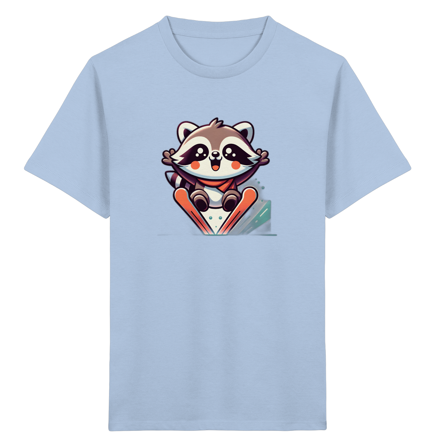 Fröhlicher Waschbär auf Skiern T-Shirt