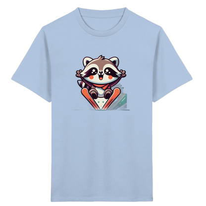 Waschbär auf Skiern – Kinder Bio-T-Shirt