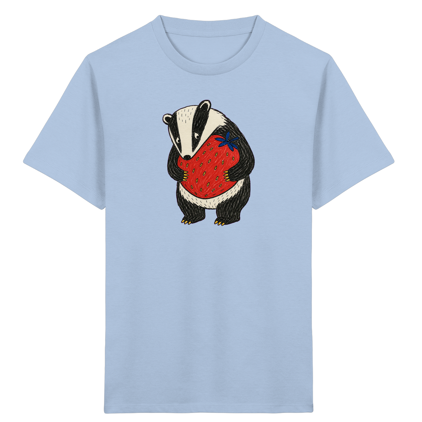 Süßer Dachs mit roter Erdbeere - Kinder Bio T-Shirt