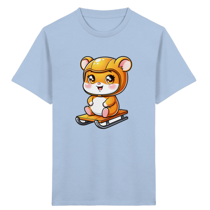 Kinder-T-Shirt mit Hamster auf einem Schlitten