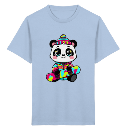 Kinder-T-Shirt mit Panda auf einem Snowboard