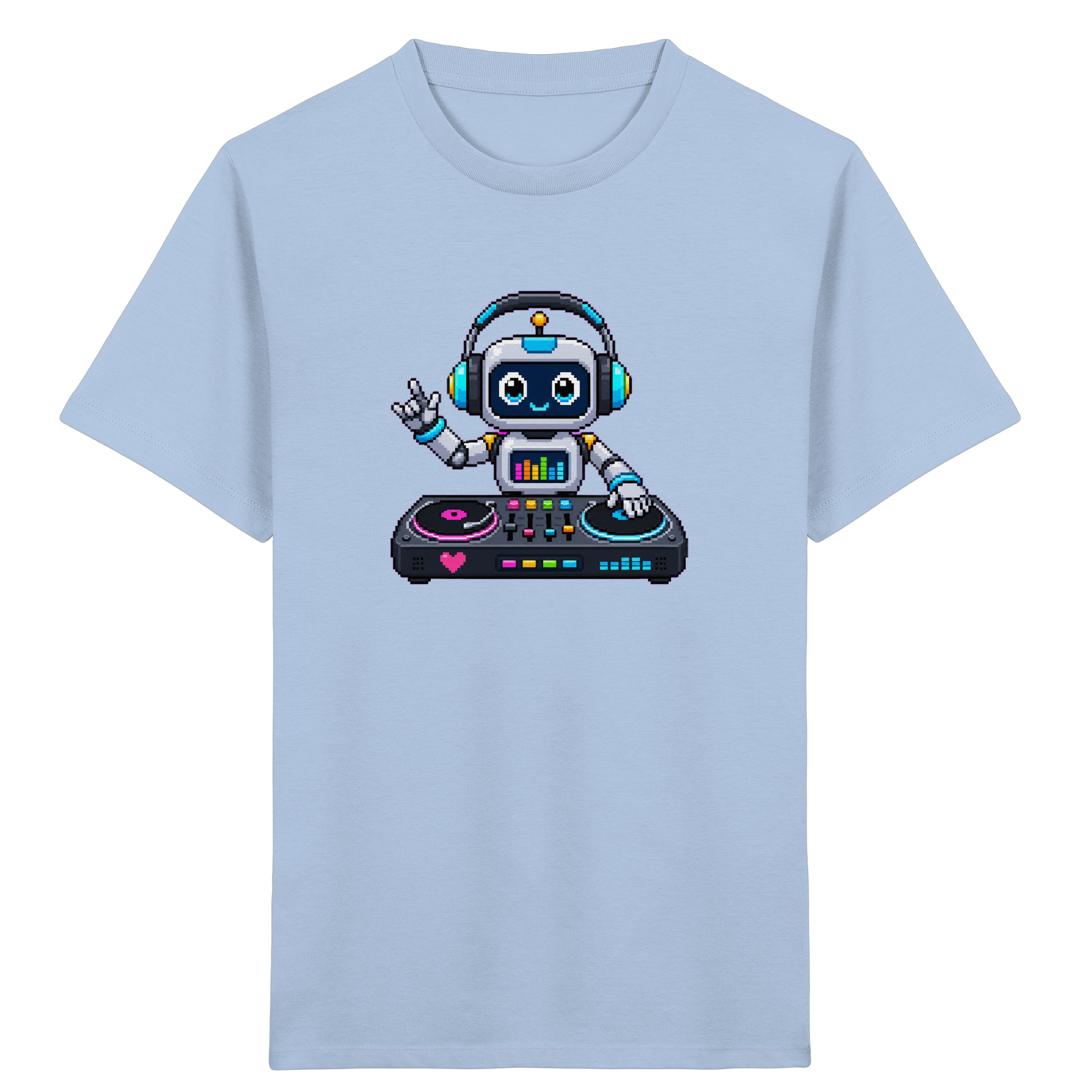 Kinder T-Shirt Pixel-Roboter als DJ