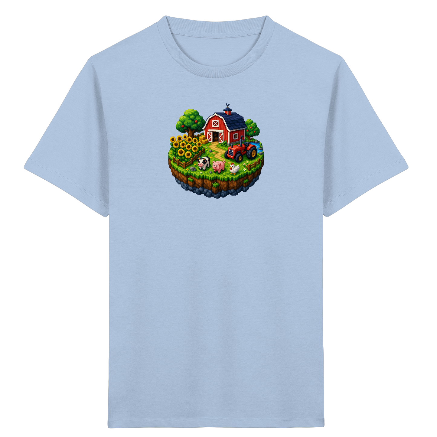 Niedliches Bauernhof Pixel-Art T-Shirt - Kinder Bio T-Shirt