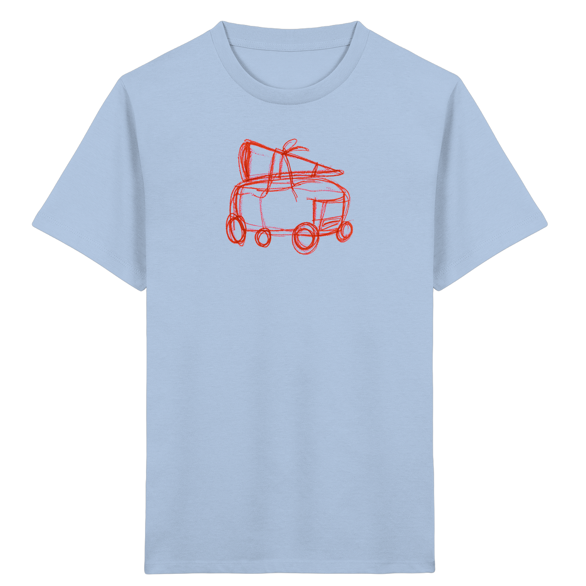 Rostroter Schulbus mit Schultüte - Kinder Bio T-Shirt