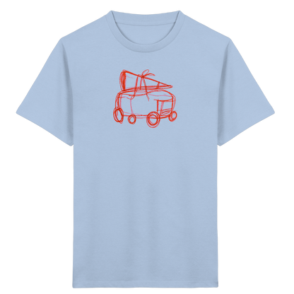 Rostroter Schulbus mit Schultüte - Kinder Bio T-Shirt
