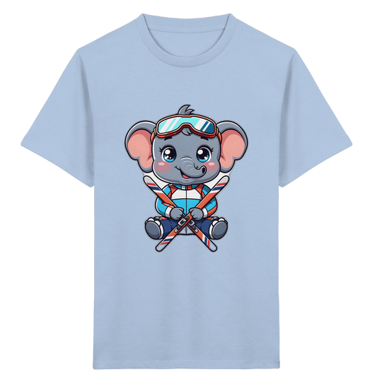 Skifahrender Elefant: Fröhliches Kinder T-Shirt - Kinder Bio T-Shirt