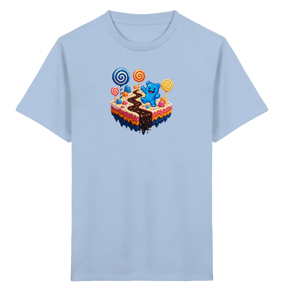 Pixel Gummibärchen auf süßer Insel - Kinder Bio T-Shirt