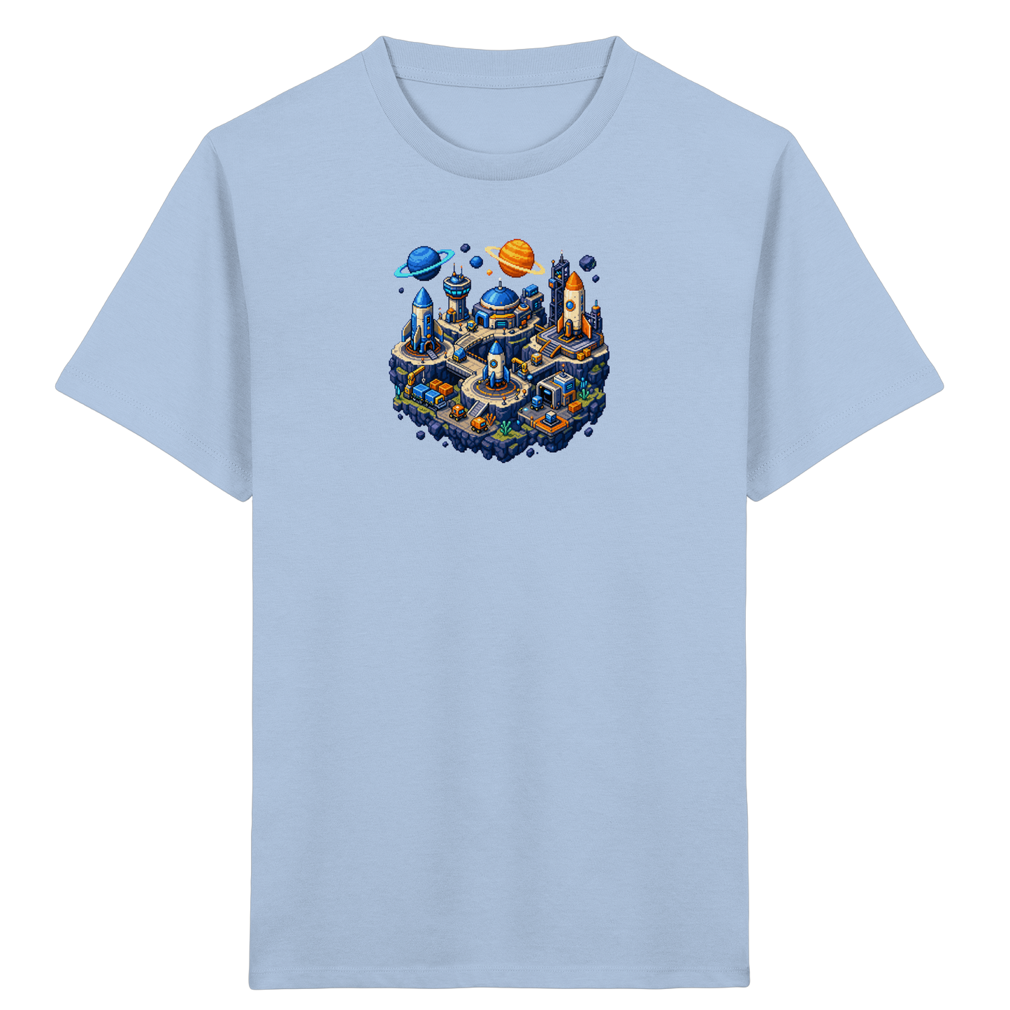 Futuristische Weltraumbasis Pixel Art T-Shirt - Kinder Bio T-Shirt