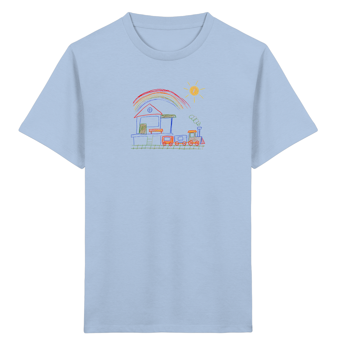 Buntes Kinder T-Shirt mit Zugmotiv - Kinder Bio T-Shirt