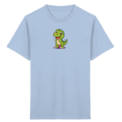 Fröhlicher Dino mit rosa Füßen Kinder T-Shirt - Kinder Bio T-Shirt