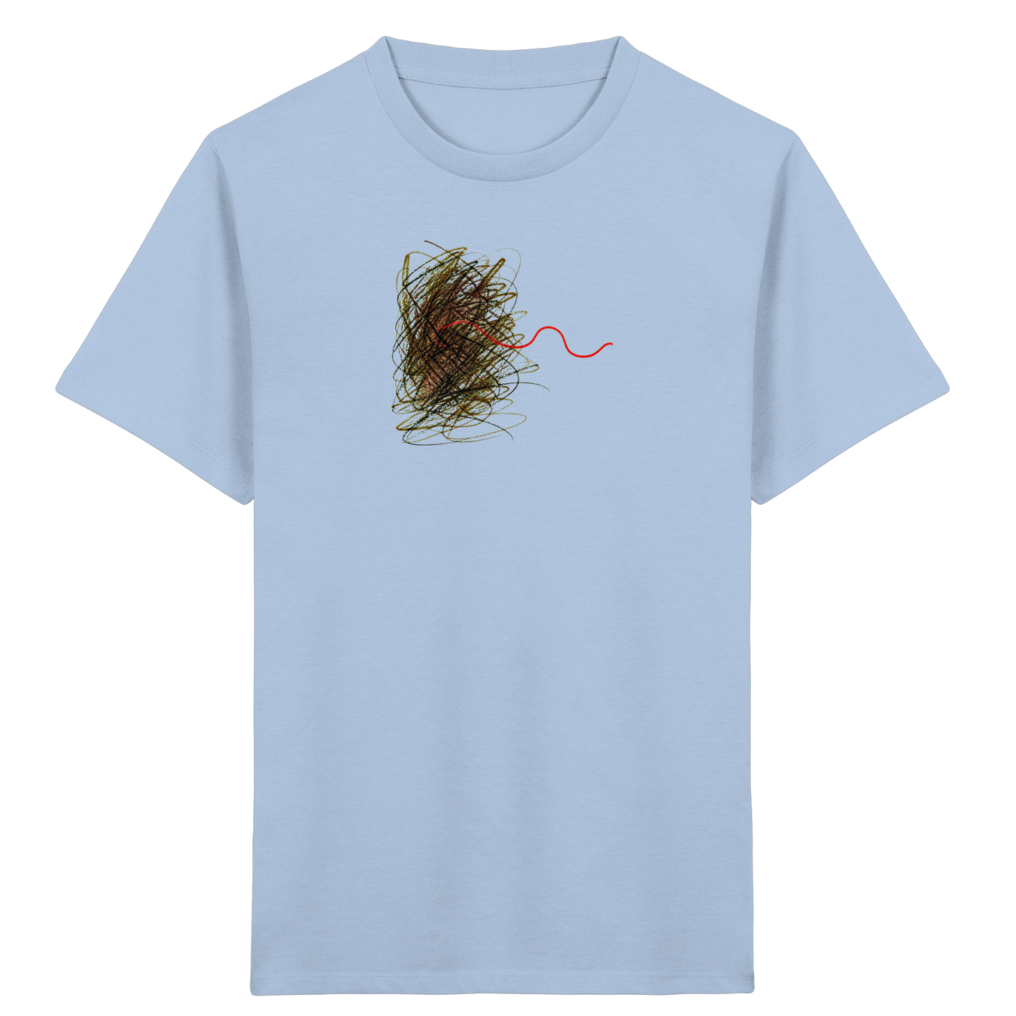 Abstraktes Kritzel-T-Shirt mit roter Linie - Kinder Bio T-Shirt