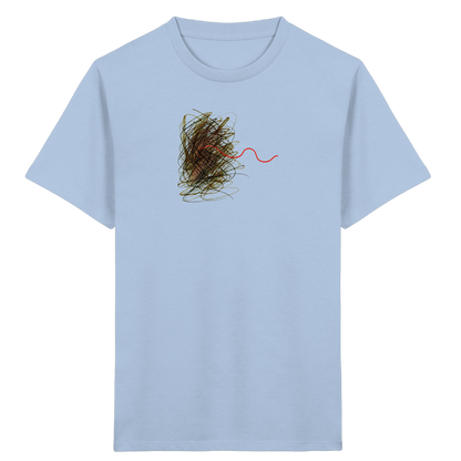 Abstraktes Kritzel-T-Shirt mit roter Linie - Kinder Bio T-Shirt