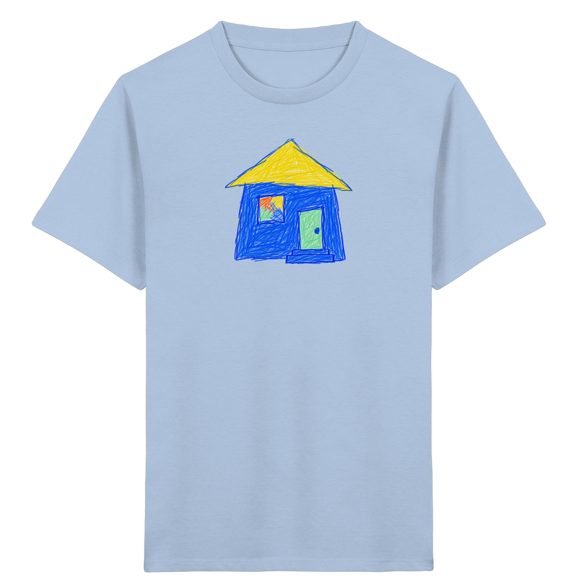 Blaues Regenbogenfenster Haus - Kinder Bio T-Shirt