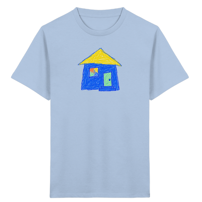 Blaues Regenbogenfenster Haus - Kinder Bio T-Shirt