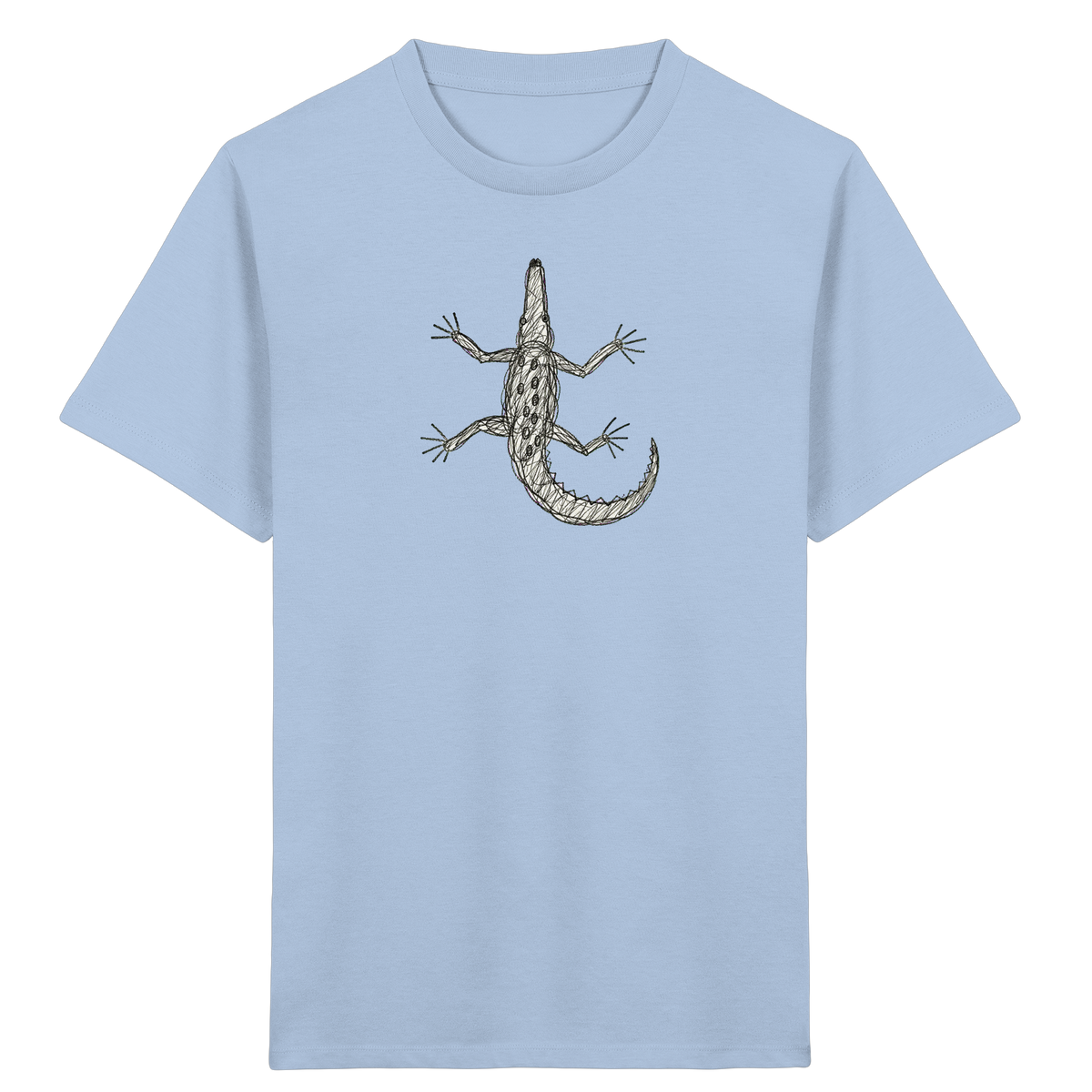 Krokodil von oben gezeichnet - Kinder Bio T-Shirt