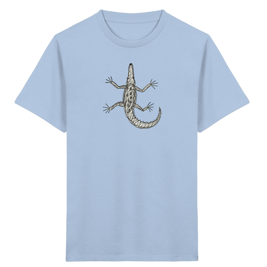 Krokodil von oben gezeichnet - Kinder Bio T-Shirt
