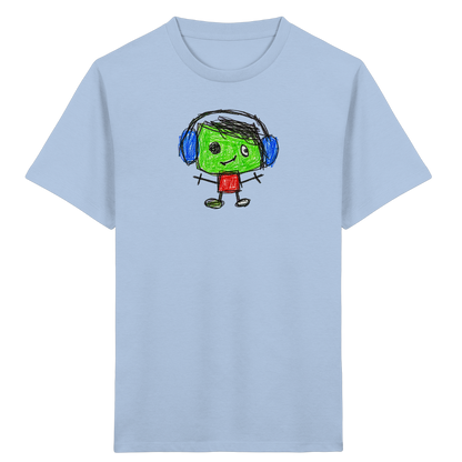 Kritzelkopf mit blauen Ohrenschützern - Kinder Bio T-Shirt
