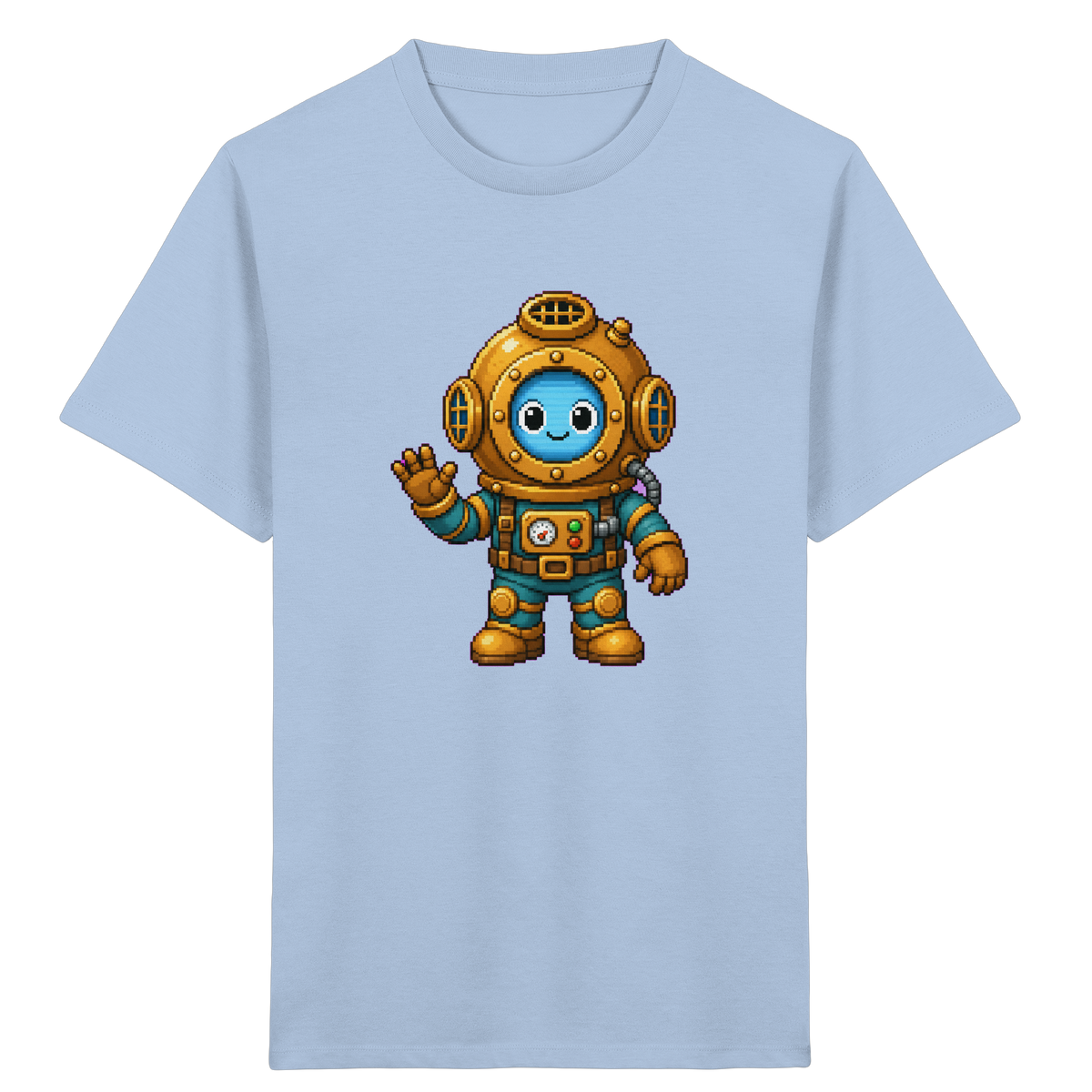 Pixel-Taucher: Goldener Helm Kinder T-Shirt - Kinder Bio T-Shirt