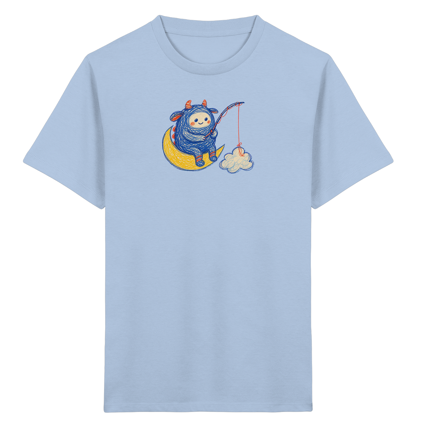 Kleiner Wolkenangler auf Mondsichel - Kinder Bio T-Shirt
