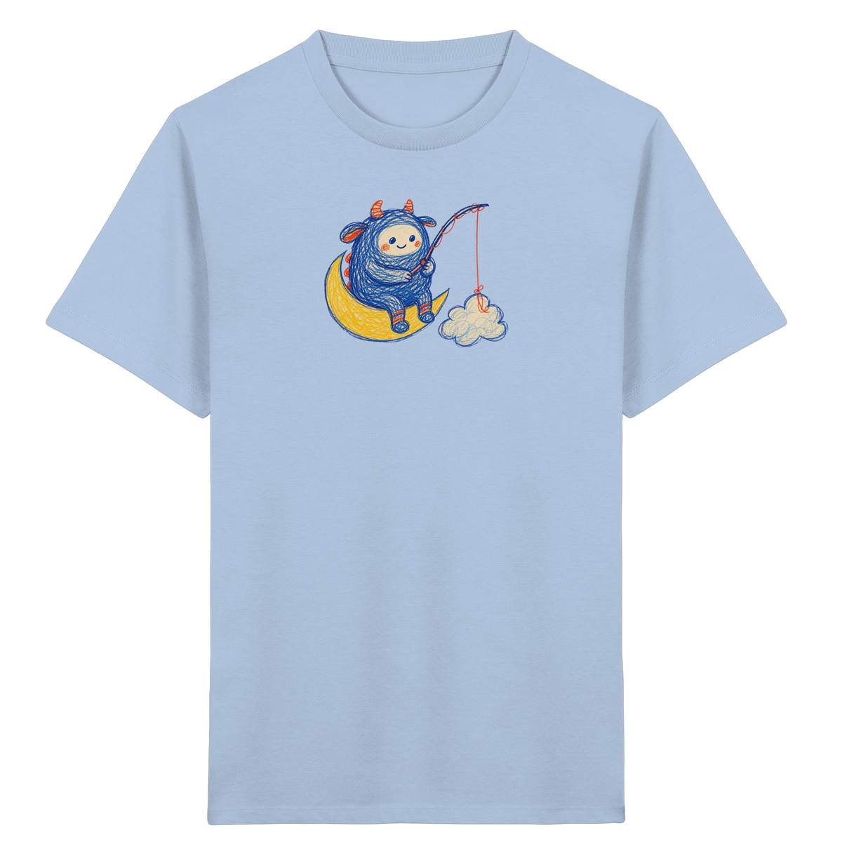 Kleiner Wolkenangler auf Mondsichel - Kinder Bio T-Shirt