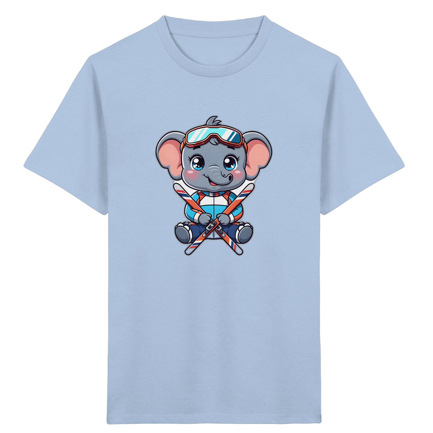 Skifahrender Elefant: Fröhliches Kinder T-Shirt