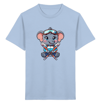Kinder-T-Shirt mit skifahrendem Elefanten