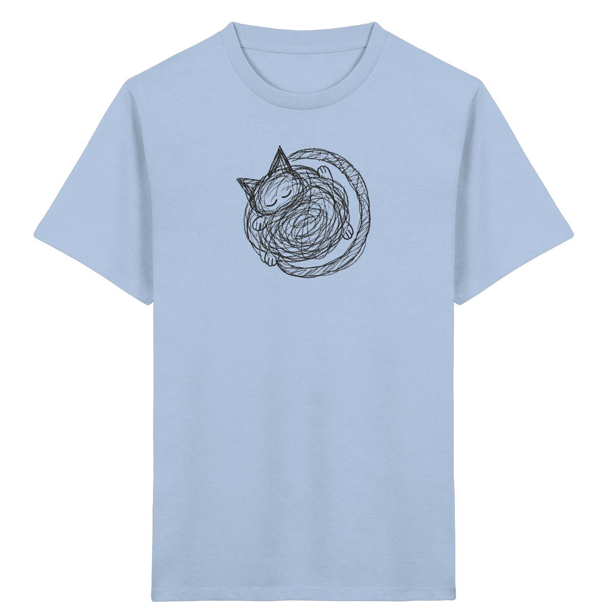 Schlafende Kritzel Katze - Kinder Bio T-Shirt