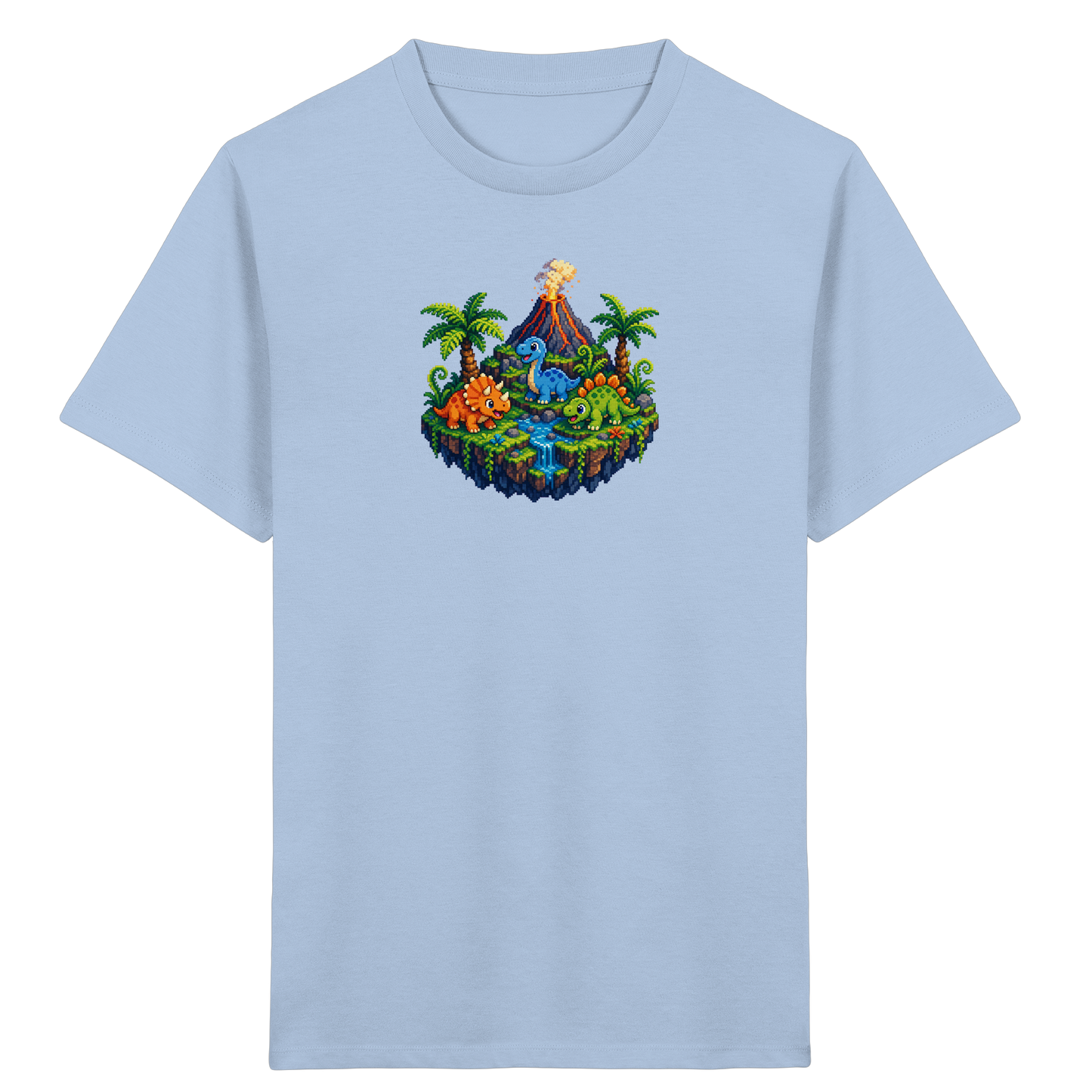 Cooles Dino Pixel Insel T-Shirt - Kinder Bio T-Shirt
