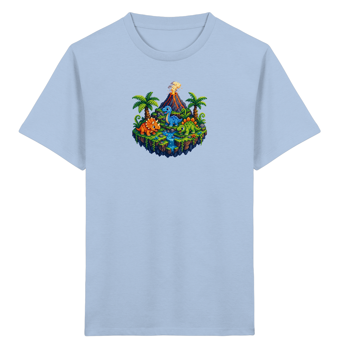 Cooles Dino Pixel Insel T-Shirt - Kinder Bio T-Shirt