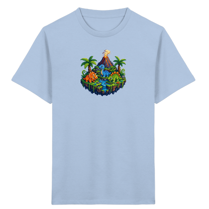 Cooles Dino Pixel Insel T-Shirt - Kinder Bio T-Shirt