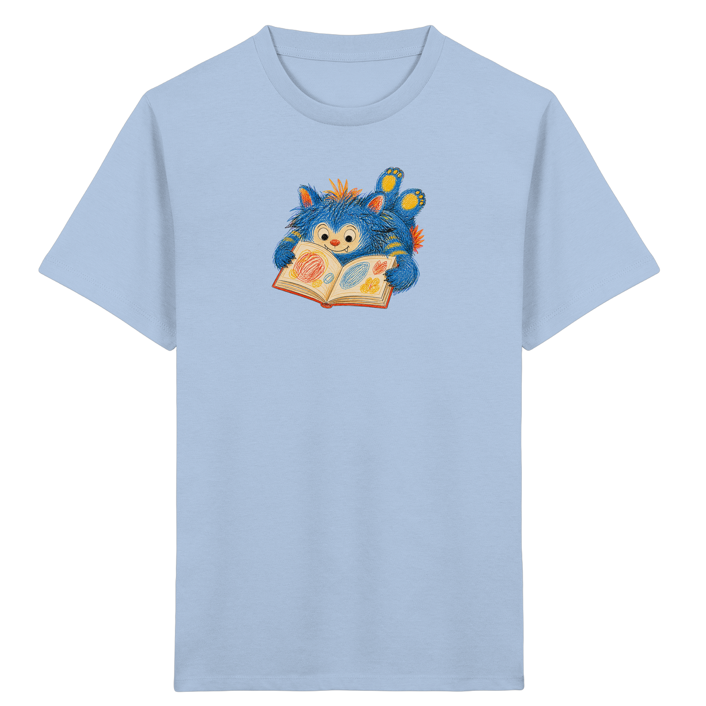 Bücherwurm Monster liest Bilderbuch - Kinder Bio T-Shirt