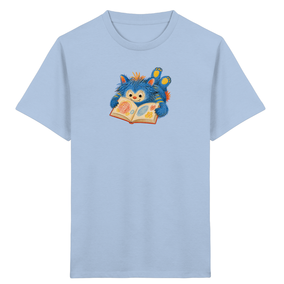Bücherwurm Monster liest Bilderbuch - Kinder Bio T-Shirt