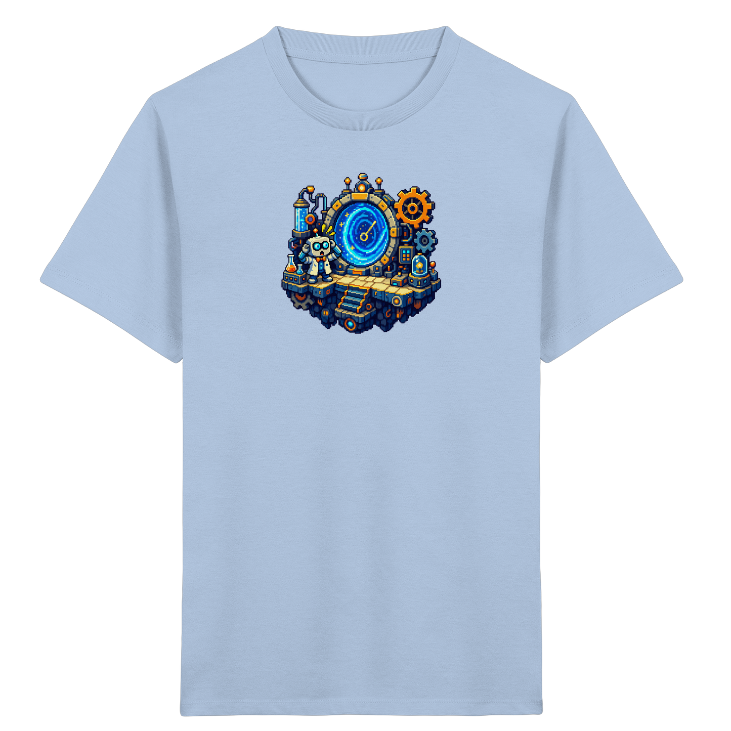 Cooles Roboter Wissenschaftler Pixel T-Shirt - Kinder Bio T-Shirt