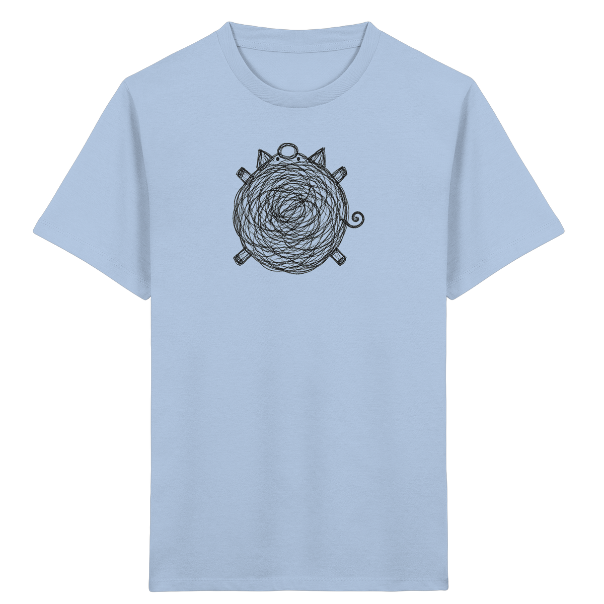 Schwein von oben Kritzelmotiv - Kinder Bio T-Shirt