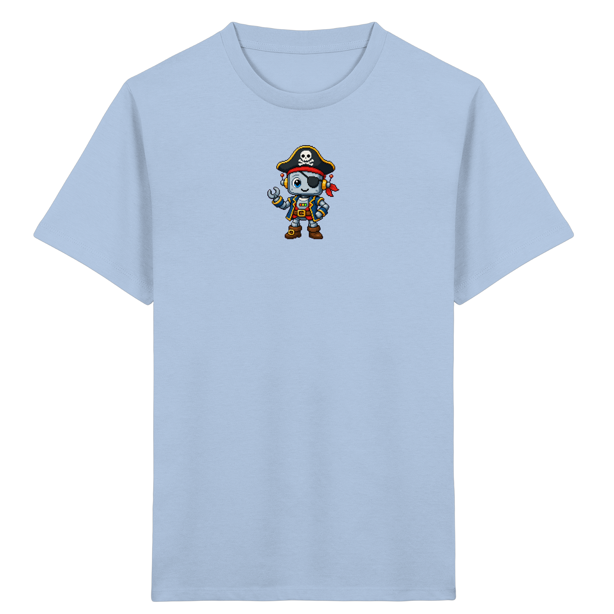 Roboter-Pirat im Pixel-Art-Stil – Kinder T-Shirt