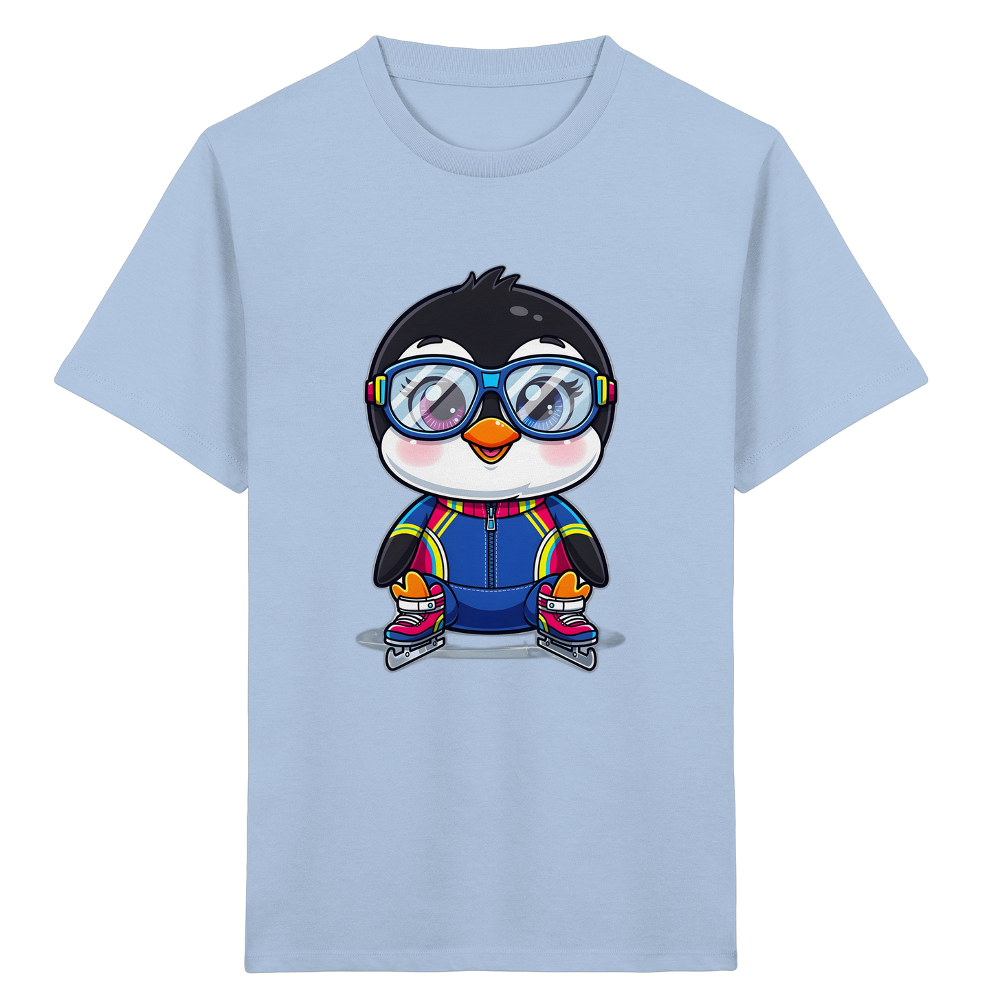 Fröhlicher Pinguin auf Schlittschuhen Kinder T-Shirt