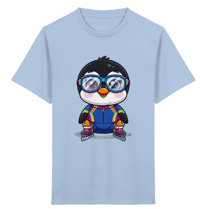 Pinguin auf Schlittschuhen – Kinder Bio-T-Shirt