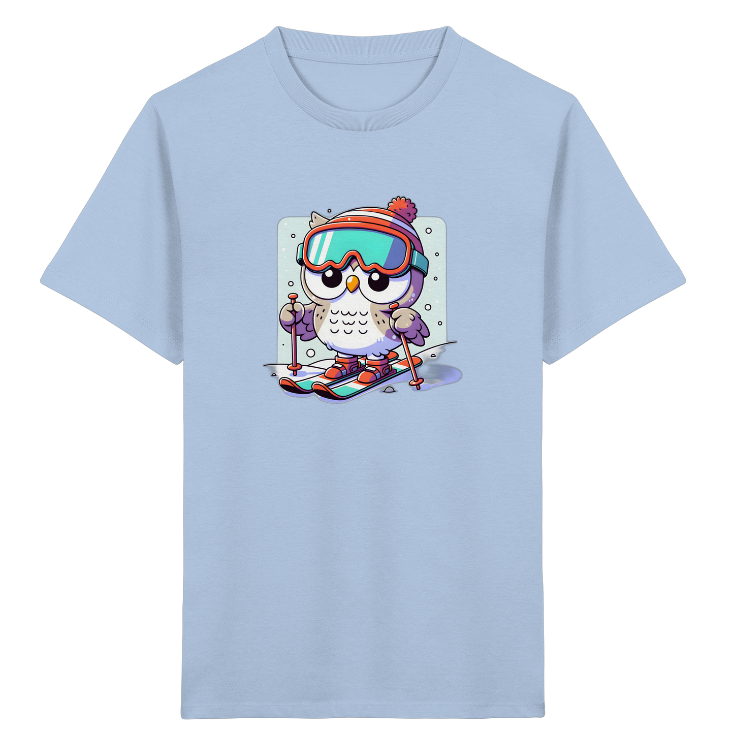 Cartoon Eule auf Skiern T-Shirt