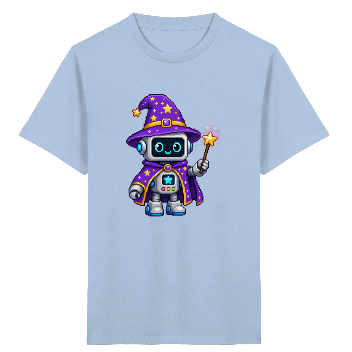 Pixel Roboter Zauberer T-Shirt: Magischer Spaß - Kinder Bio T-Shirt