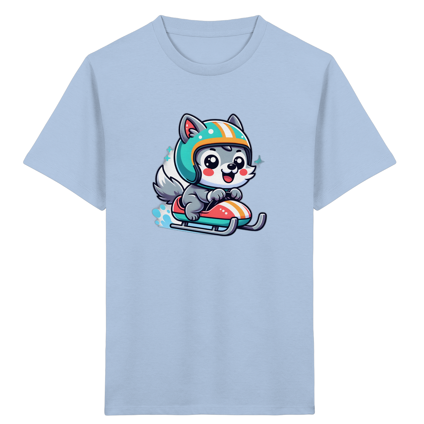 Cartoon Wolf Schlittenfahrt T-Shirt