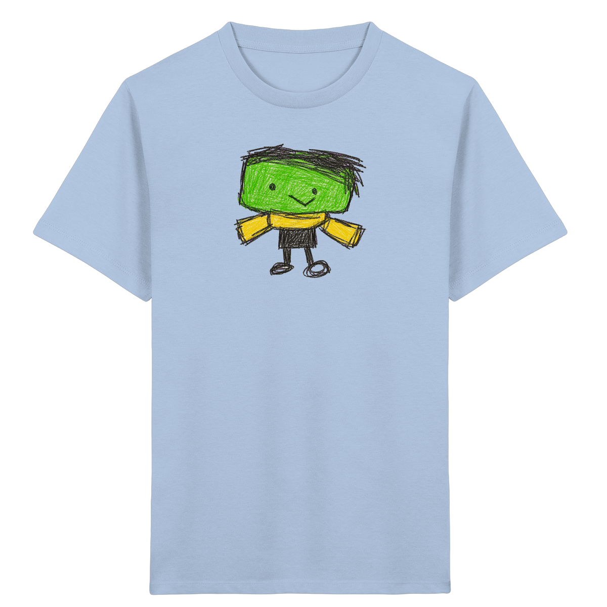 Kritzelkopf mit gelbem Schal - Kinder Bio T-Shirt