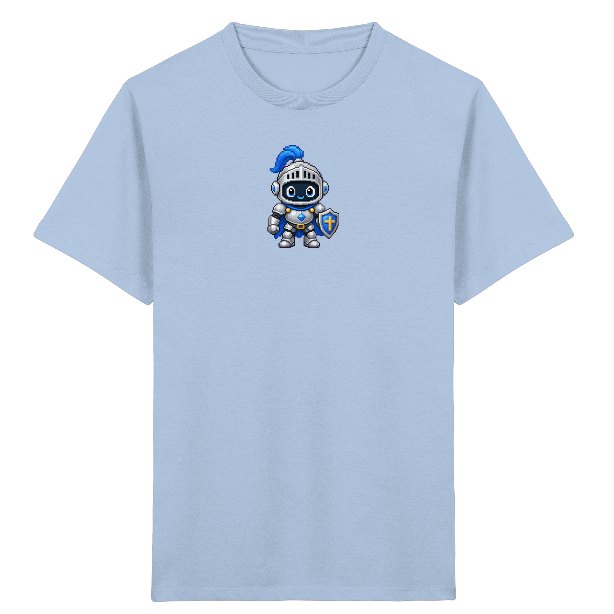 Pixel-Ritter mit Schild und Helm – Kinder T-Shirt