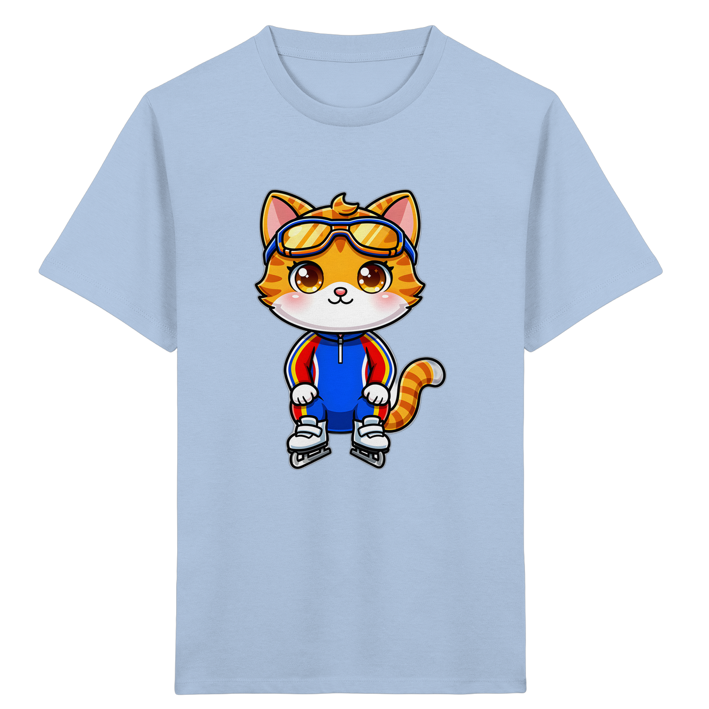 Katze auf Schlittschuhen: Sportliches Kinder-T-Shirt