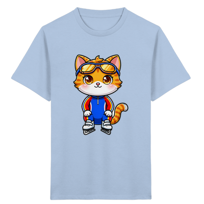 Kinder-T-Shirt mit Katze auf Schlittschuhen