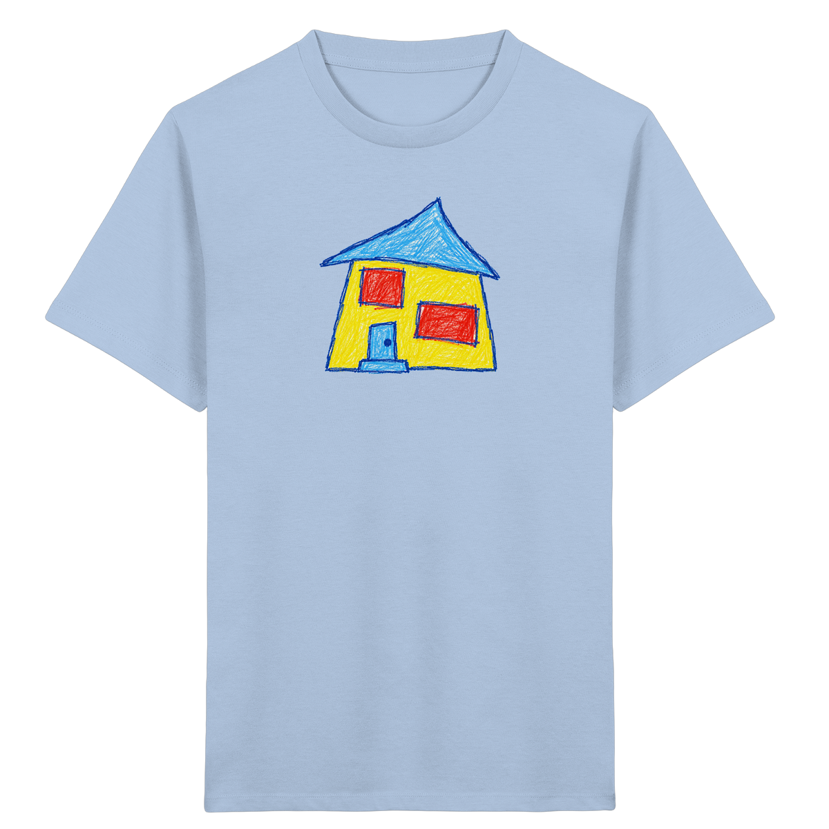Gelbes Haus mit Doppelfenstern - Kinder Bio T-Shirt