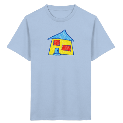 Gelbes Haus mit Doppelfenstern - Kinder Bio T-Shirt