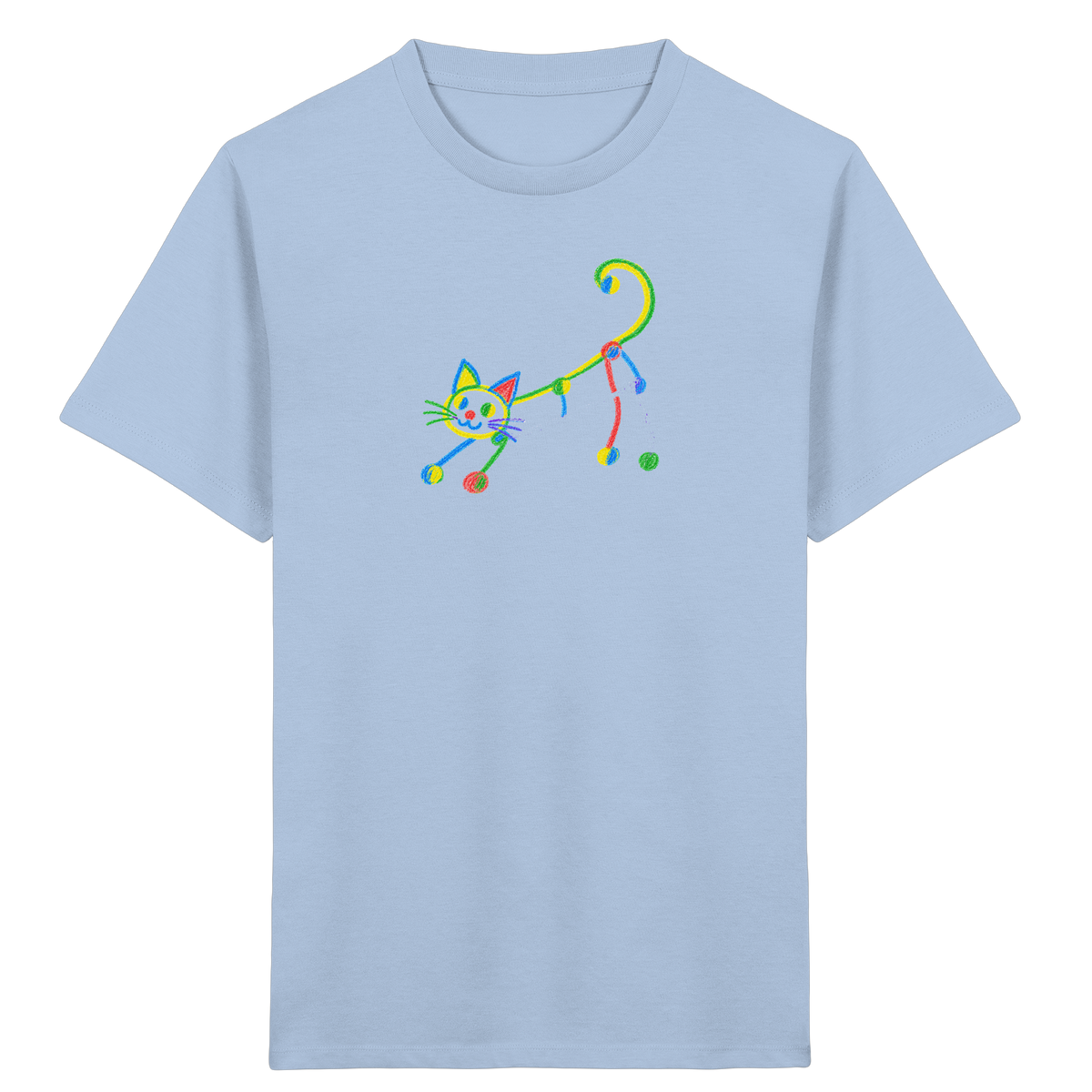 Farbpunkt Katze Kinderzeichnung - Kinder Bio T-Shirt