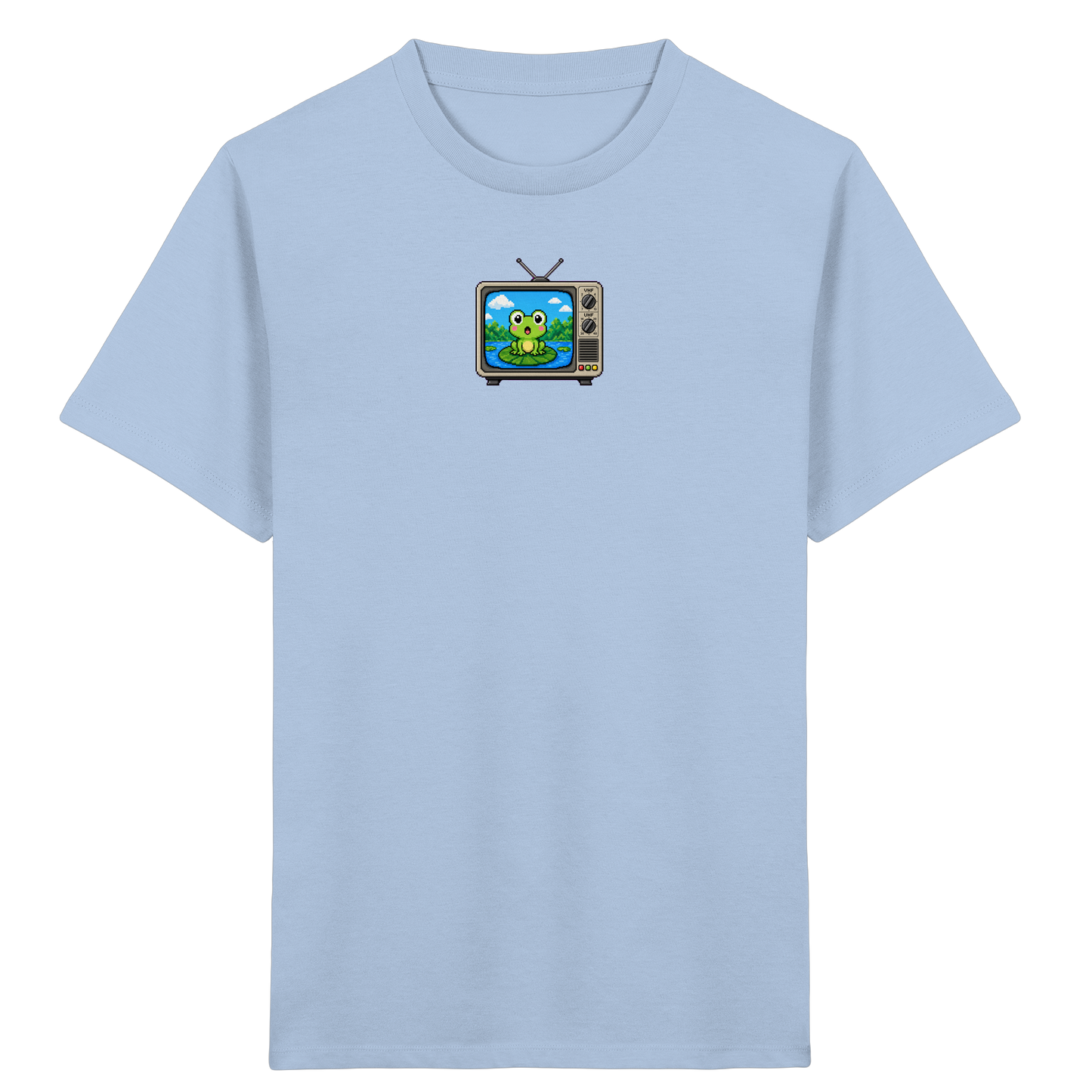 Pixel Frosch im Retro Fernseher - Kinder Bio T-Shirt