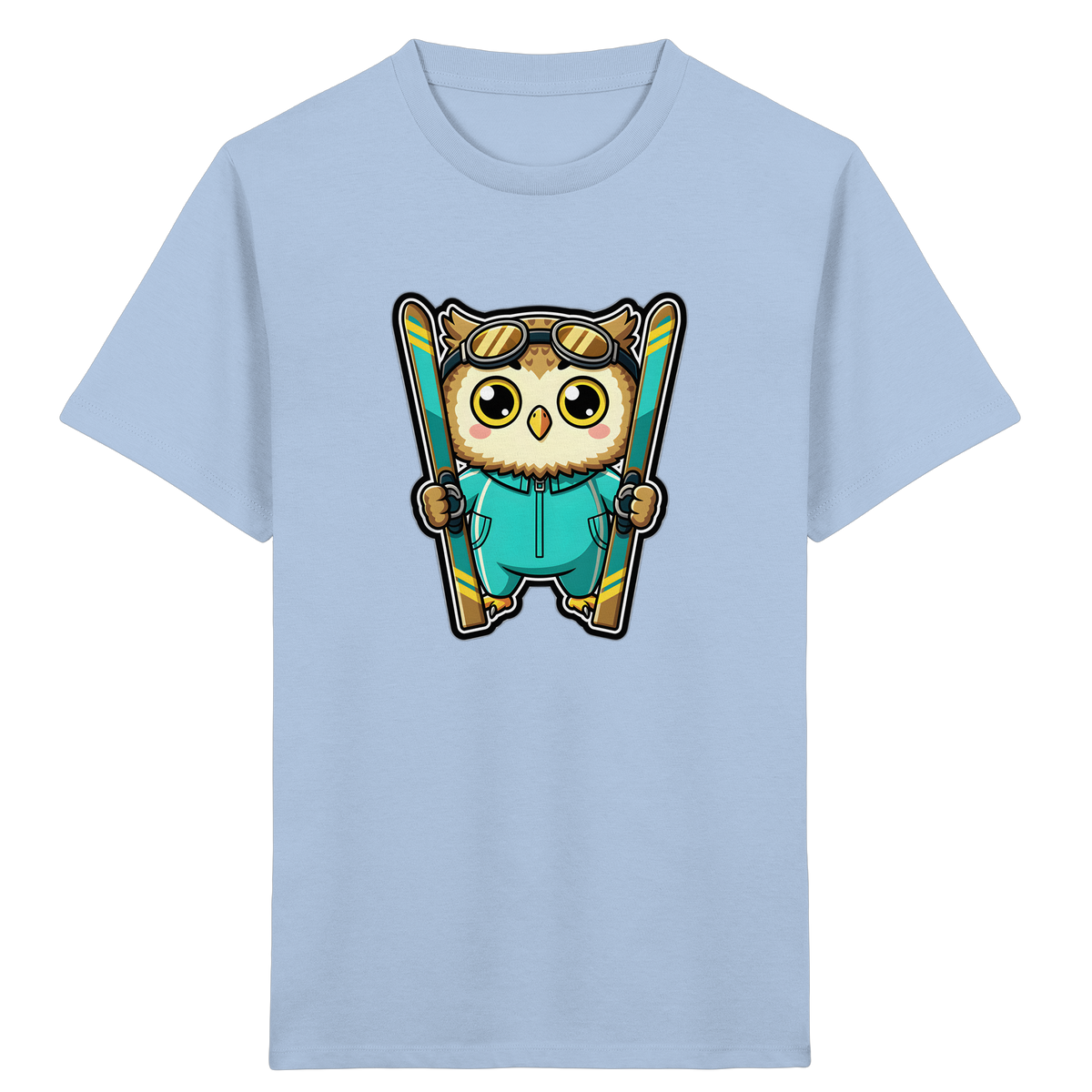 Niedliche Eule auf Skiern T-Shirt - Kinder Bio T-Shirt