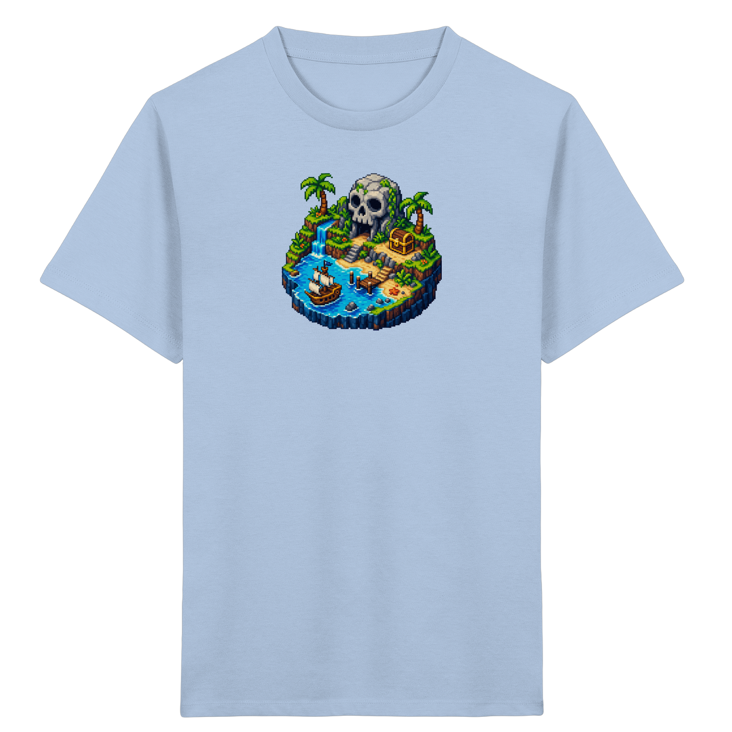 Abenteuerliches Pirateninsel Pixel Art T-Shirt - Kinder Bio T-Shirt